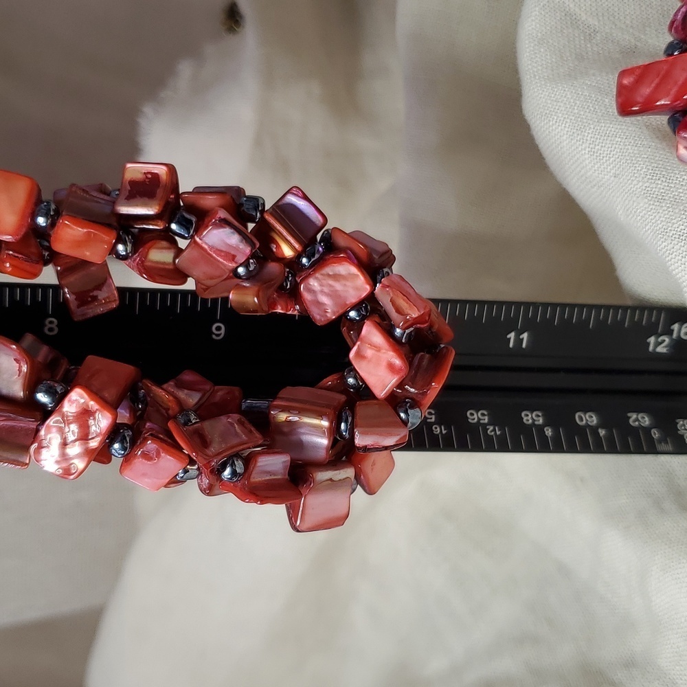 Cranberry Red Shell And Hematite Set - image 5